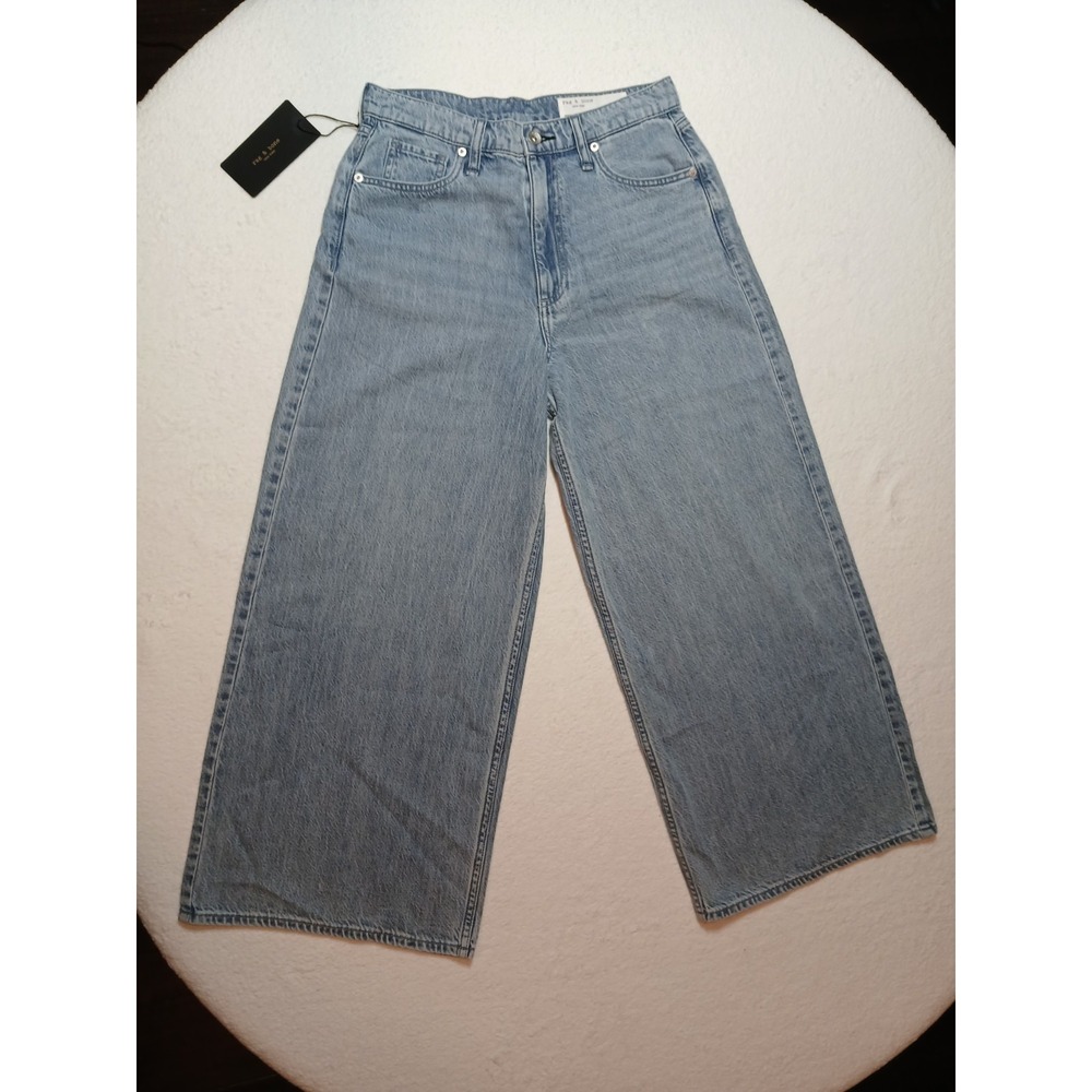 NWT Rag & Bone Serena High-Rise Crop Wide-Leg Jeans Buchanan Wash Size 27 $278